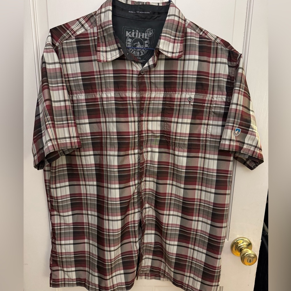 Kuhl Men's Burgundy and White Plaid Shirt